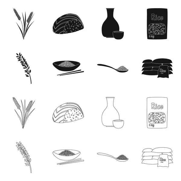 作物および生態学的なロゴの孤立したオブジェクト。作物と web の銘柄記号を料理のセット. — ストックベクタ