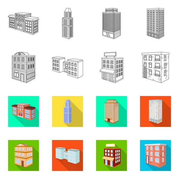 Diseño vectorial de construcción y letrero de edificio. Colección de ilustración vectorial de construcción y patrimonio . — Vector de stock