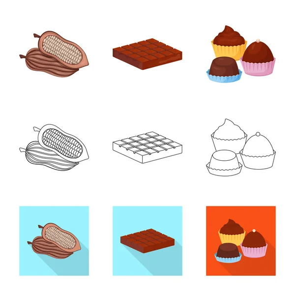 Изолированный объект пищи и вкусный символ. Набор пищевых и коричневых векторных значков для склада . — стоковый вектор