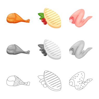 Ürün ve kümes hayvanları simge vektör tasarımı. Hisse senedi için ürün ve tarım vektör simge topluluğu.