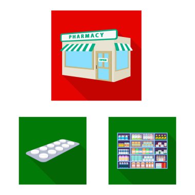 Hastanenin izole nesnesi ve yardım işareti. Web için hastane ve sağlık stok sembolü seti.