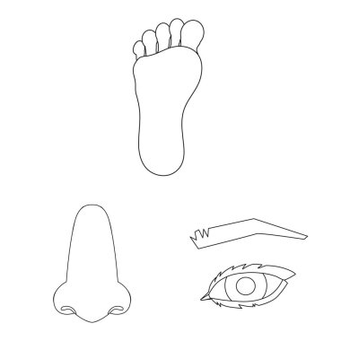 Vücut ve bölümü simge vektör çizim. Hisse senedi için vücut ve anatomi vektör simge kümesi.