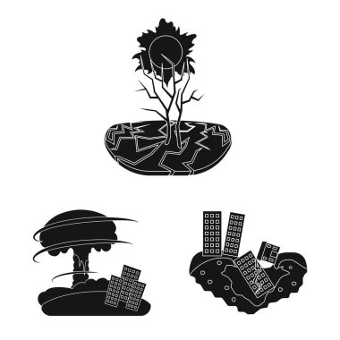 Felaket ve çarpışma sembolü vektör tasarımı. Web için felaket ve afet stok sembolü seti.