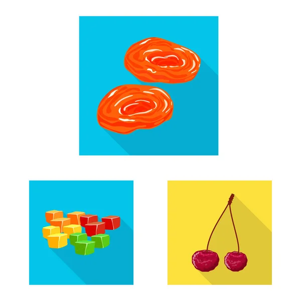 Isolerade objekt av frukt och torkade symbol. Samling av frukt och mat vektor ikon för lager. — Stock vektor