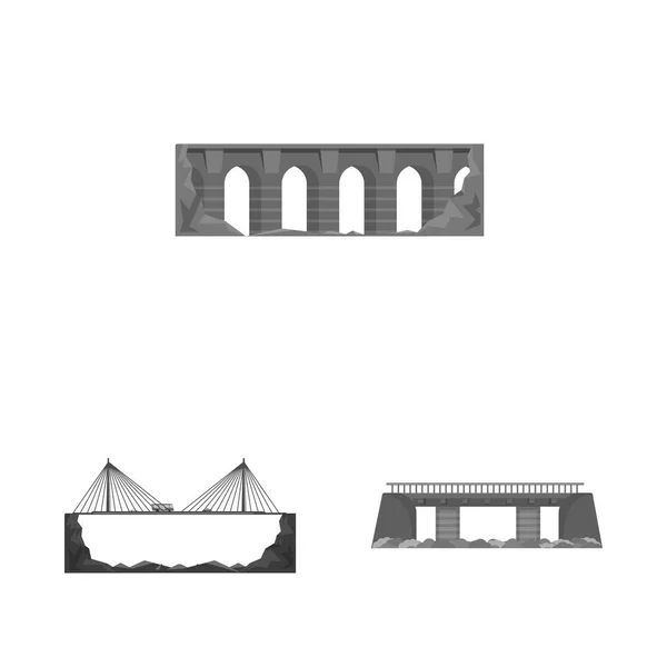 Векторні ілюстрації дизайну та піктограми конструювання. Колекція дизайну та символу мосту для Інтернету . — стоковий вектор