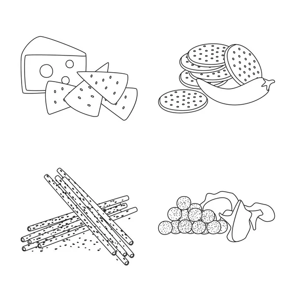 Ilustração vetorial de gosto e logotipo crocante. Conjunto de sabor e ícone vetor de cozinha para estoque . — Vetor de Stock