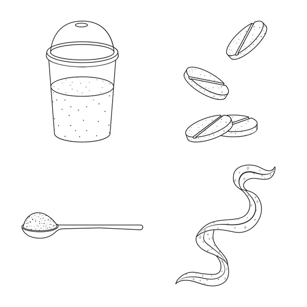 Векторный дизайн еды и веганского символа. Коллекция векторных иллюстраций продуктов питания и сорняков . — стоковый вектор