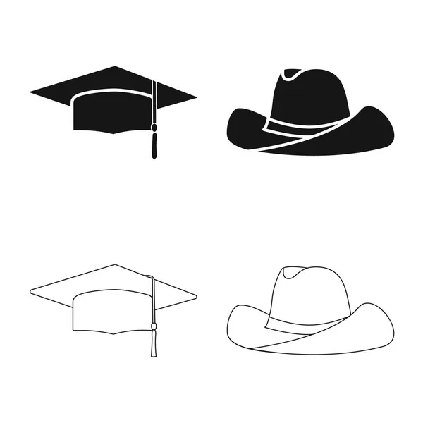 Изолированный предмет одежды и логотип шапки. Коллекция одежды и векторной иконки берета для склада . — стоковый вектор