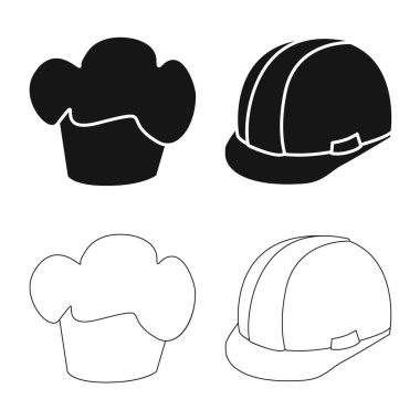 Giyim ve kap simge vektör tasarımı. Giyim ve hisse senedi için bere vektör simge kümesi.