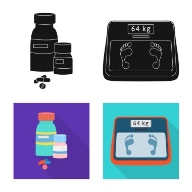 Diyet ve tedavi simge vektör tasarımı. Diyet ve ilaç hisse senedi vektör çizim topluluğu.