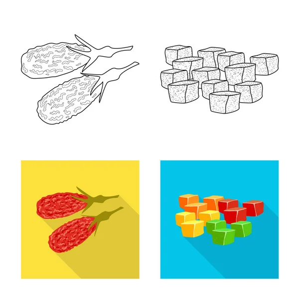 Na białym tle obiekt żywności i surowy symbol. Zestaw żywności i charakter Stockowa ilustracja wektorowa. — Wektor stockowy
