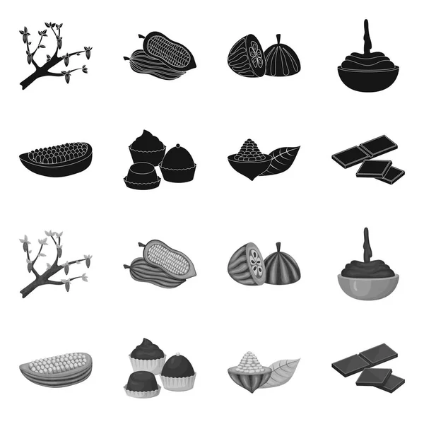 Векторная иллюстрация еды и вкусного знака. Коллекция векторных иллюстраций пищевых продуктов и коричневых продуктов . — стоковый вектор