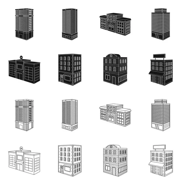 Illustration vectorielle de la construction et icône du bâtiment. Ensemble de construction et d'illustration vectorielle de stock immobilier . — Image vectorielle