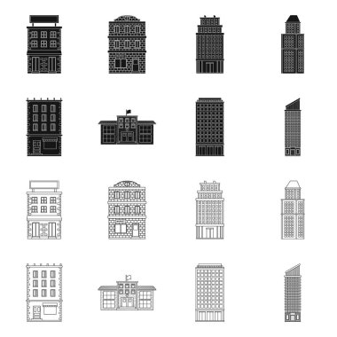 Belediye vektör çizim ve merkezi sembolü. Belediye ve Emlak hisse senedi simgesi için web topluluğu.