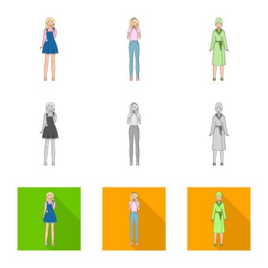 Duruş ve ruh sembolü yalıtılmış nesne. Duruş ve kadın hisse senedi vektör çizim koleksiyonu.