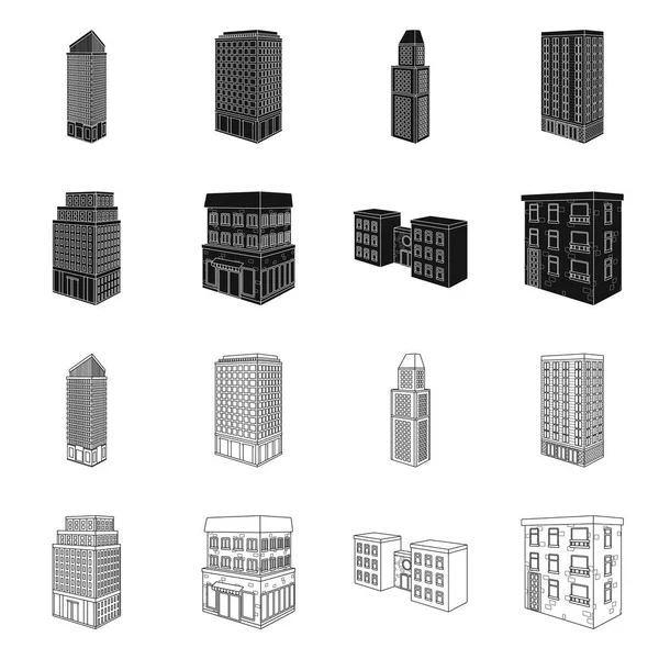 Vektorillustration der Konstruktion und des Bausymbols. Set von Bau- und Immobilienaktienvektorillustration. — Stockvektor