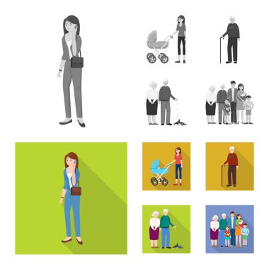 Karakter ve avatar logo yalıtılmış nesne. Hisse senedi için karakter ve portre vektör simge kümesi.