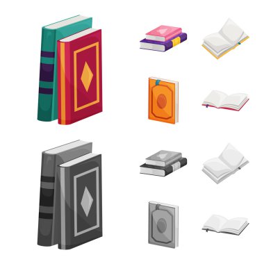 İzole işareti eğitim ve kapak nesne. Eğitim ve hisse senedi için kitapçı vektör simge koleksiyonu.