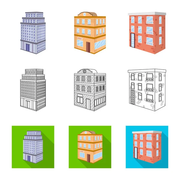 Izolovaný objekt stavebnin a stavebních logo. Kolekce ze stavebních a realitních akcií vektorové ilustrace. — Stockový vektor