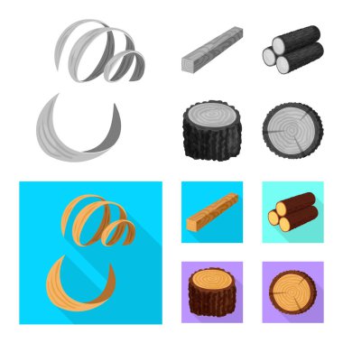 Ağaç ve ham işareti vektör tasarımı. Hisse senedi için ağaç ve inşaat vektör simge topluluğu.