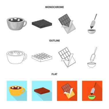 Gıda ve nefis logo yalıtılmış nesne. Gıda ve hisse senedi için kahverengi vektör ikon koleksiyonu.