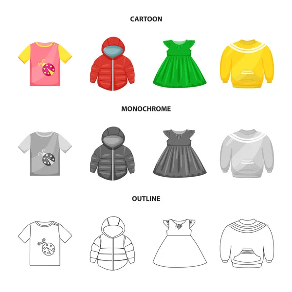 Vector illustration of fashion and garment icon. Set of fashion and cotton stock symbol for web. — Stock Vector