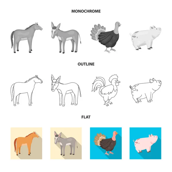Conception vectorielle de l'élevage et symbole de la cuisine. Ensemble de symbole de l'élevage et du stock biologique pour la toile . — Image vectorielle