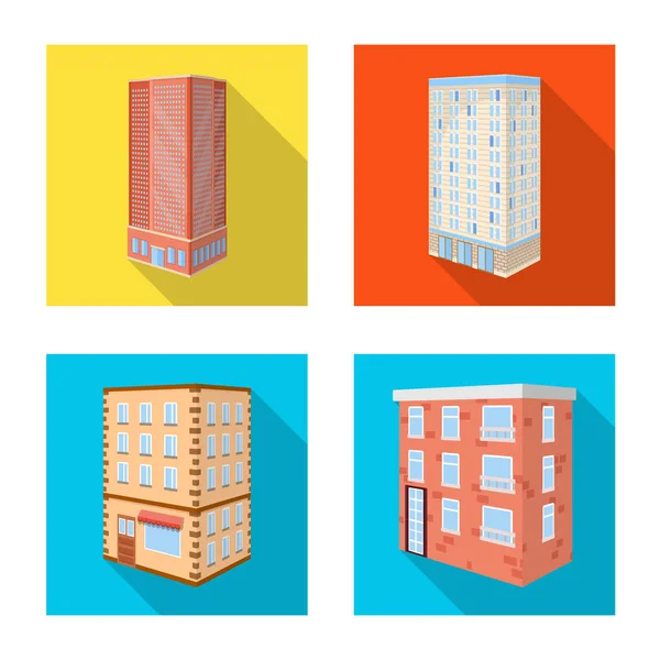 Diseño vectorial de construcción y letrero de edificio. Conjunto de construcción e ilustración de vector de stock inmobiliario . — Vector de stock