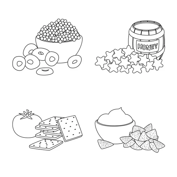 Illustration vectorielle du goût et signe croquant. Collection d'illustration vectorielle du goût et du bouillon de cuisson . — Image vectorielle