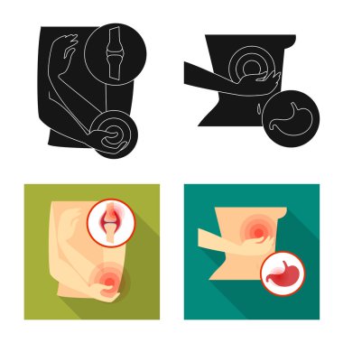 Hastane ve işaret işleme vektör Illustration. Hastane ayarla ve vektör simge stok için yardım.