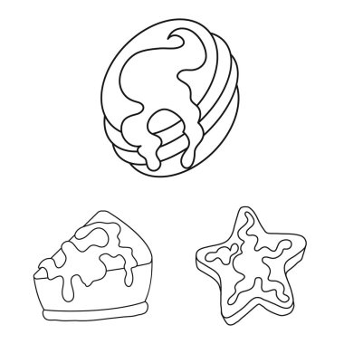 İşareti tatlı ve ürün yalıtılmış nesne. Hisse senedi için tatlı ve karamel vektör simge kümesi.