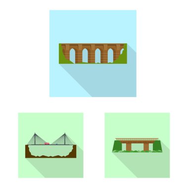 Kavisi ve köprü simge vektör tasarımı. Kavisi ve Simgesel Yapı hisse senedi simgesi web için kümesi.