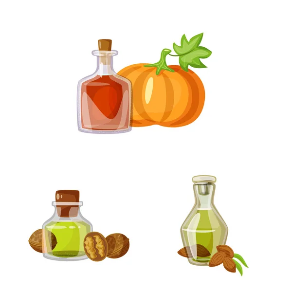 Illustrazione vettoriale di bottiglia e simbolo di vetro. Raccolta di icone vettoriali bottiglia e agricoltura per magazzino . — Vettoriale Stock