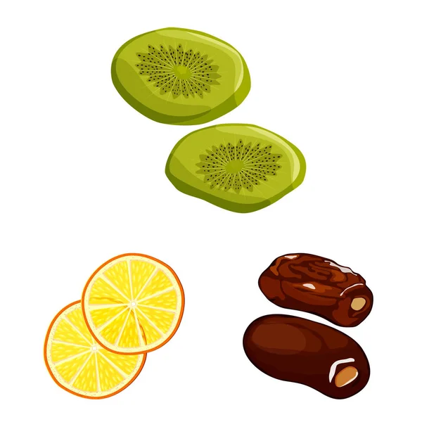 Векторная иллюстрация фруктов и сушеного логотипа. Коллекция символов фруктов и пищевых запасов для интернета . — стоковый вектор