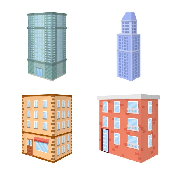 Ilustración vectorial de la ciudad y construir signo. Conjunto de ilustración vectorial de ciudad y apartamento . — Vector de stock