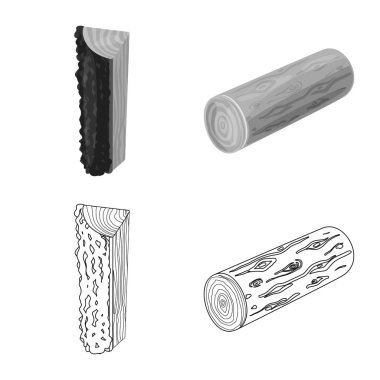 Yalıtılmış nesne ağacı ve ham işaret. Hisse senedi için ağaç ve inşaat vektör simge kümesi.