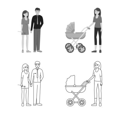 Karakter ve avatar simge vektör tasarımı. Karakter ve portre hisse senedi vektör çizim seti.