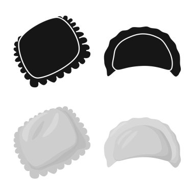 Ürünler ve pişirme işareti vektör tasarımı. Ürünler ve web için hisse senedi simgesi meze koleksiyonu.