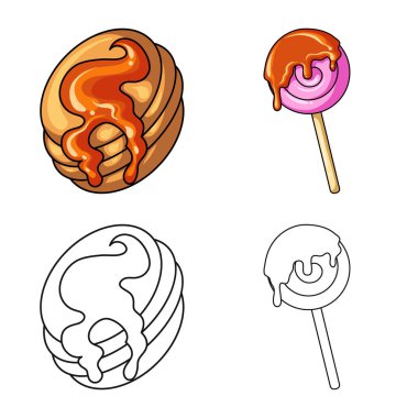 Şekerlemeler ve mutfak simge vektör tasarımı. Şekerleme ve ürün hisse senedi simgesi için web topluluğu.