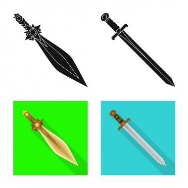 Oyun ve zırh logo vektör Illustration. Web için oyun ve bıçak hisse senedi simgesi kümesi.