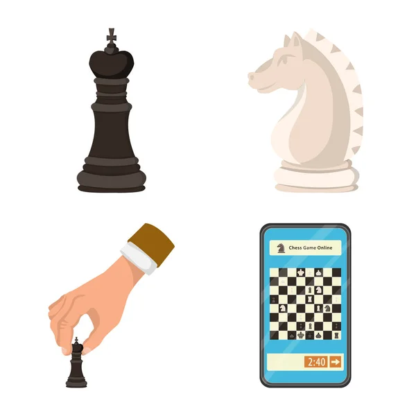 Isolated object of chess and game logo. Collection of chess and strategy stock symbol for web. — Stock Vector