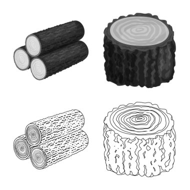 Ağaç ve ham simge vektör çizimi. Hisse senedi için ağaç ve inşaat vektör simge kümesi.