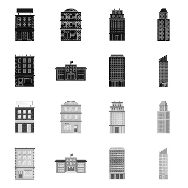 Ilustración vectorial del símbolo municipal y central. Colección de icono vectorial municipal y patrimonial para stock . — Archivo Imágenes Vectoriales