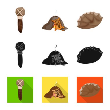 Evrim ve tarih öncesi işareti vektör tasarımı. Evrim ve geliştirme hisse senedi vektör çizim seti.