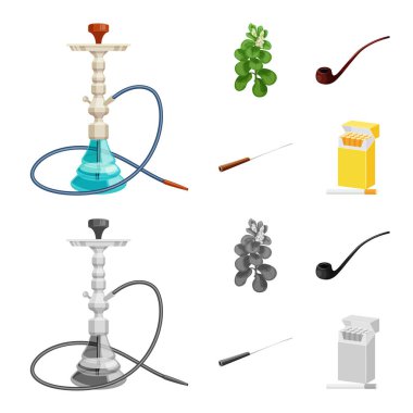 Çöp ve dur işareti vektör Illustration. Web için çöp ve alışkanlık hisse senedi simgesi kümesi.