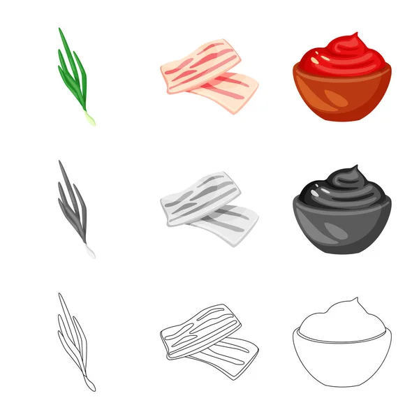Objeto aislado de sabor e icono del producto. Set de sabores y caldo de cocina símbolo para web . — Vector de stock