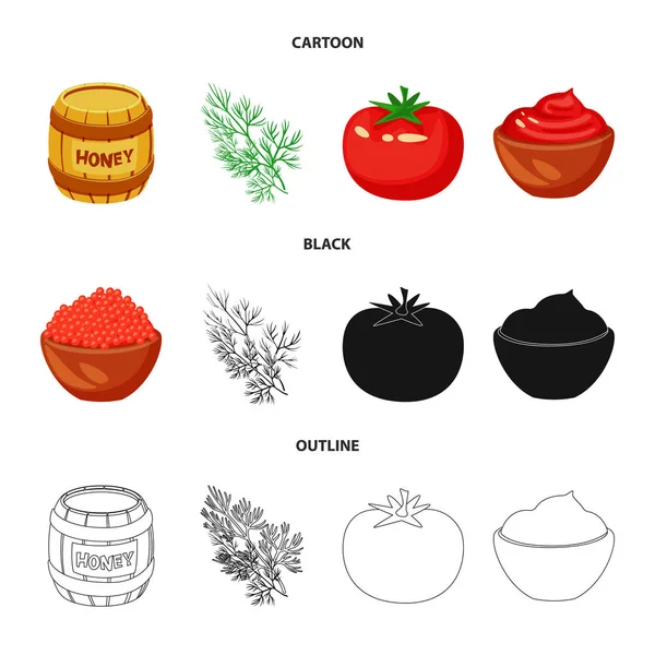 Ilustração vetorial de gosto e logotipo do produto. Coleção de sabor e ícone vetor de cozinha para estoque . — Vetor de Stock