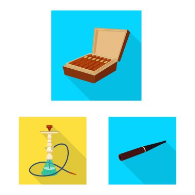 Duman vektör tasarımı ve istatistik işareti. Stok için duman ve durdurma vektör simgesi kümesi.