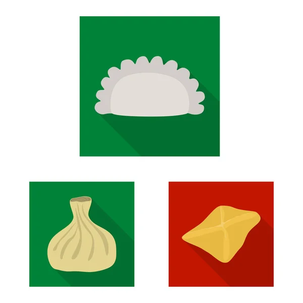 Ilustración vectorial de productos y logotipo de cocina. Colección de productos y aperitivo símbolo de stock para web . — Vector de stock