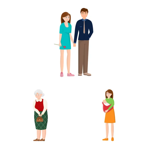Vector illustration of family and people sign. Collection of family and avatar vector icon for stock. — Stock Vector
